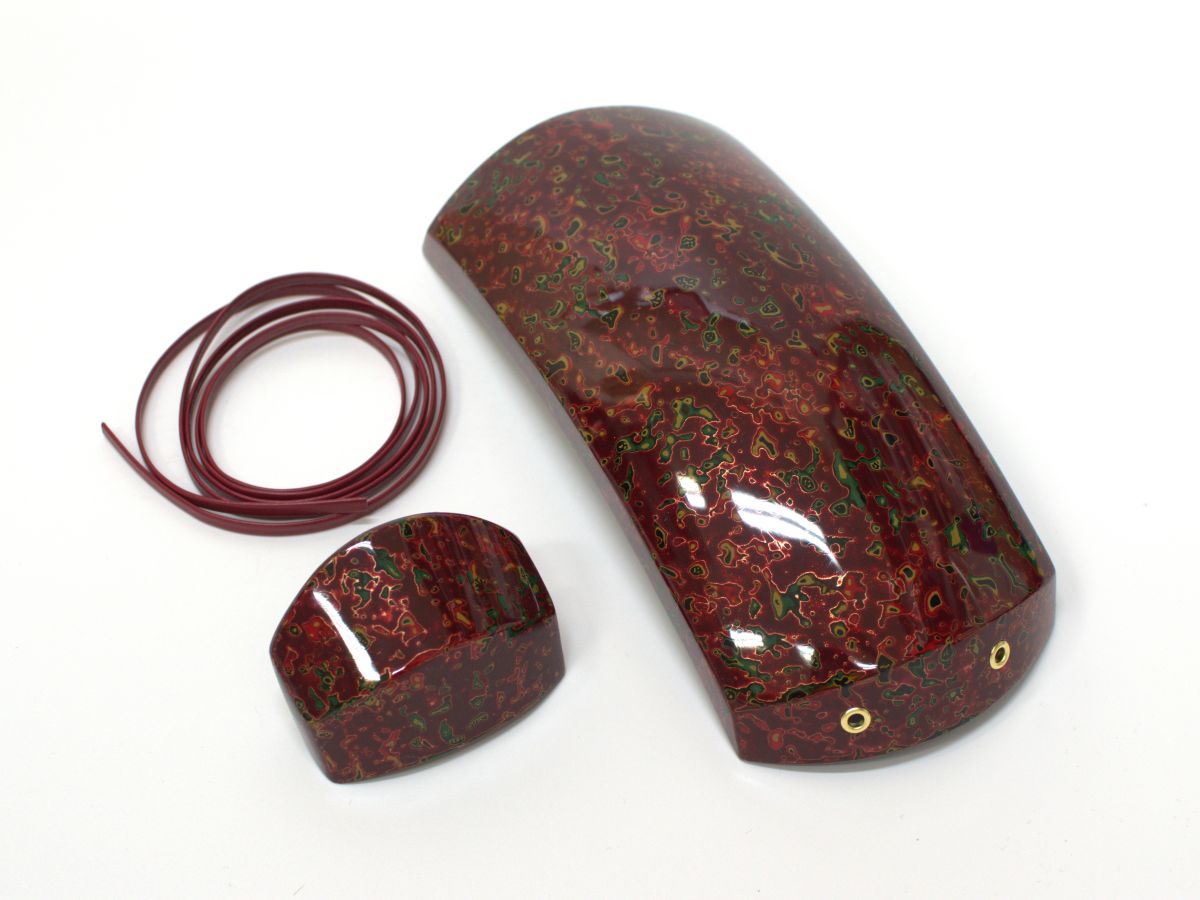 Tsugaru Shamisen Dokake, Tenjin Cap & String Set (Karanuri/Dartk Red)